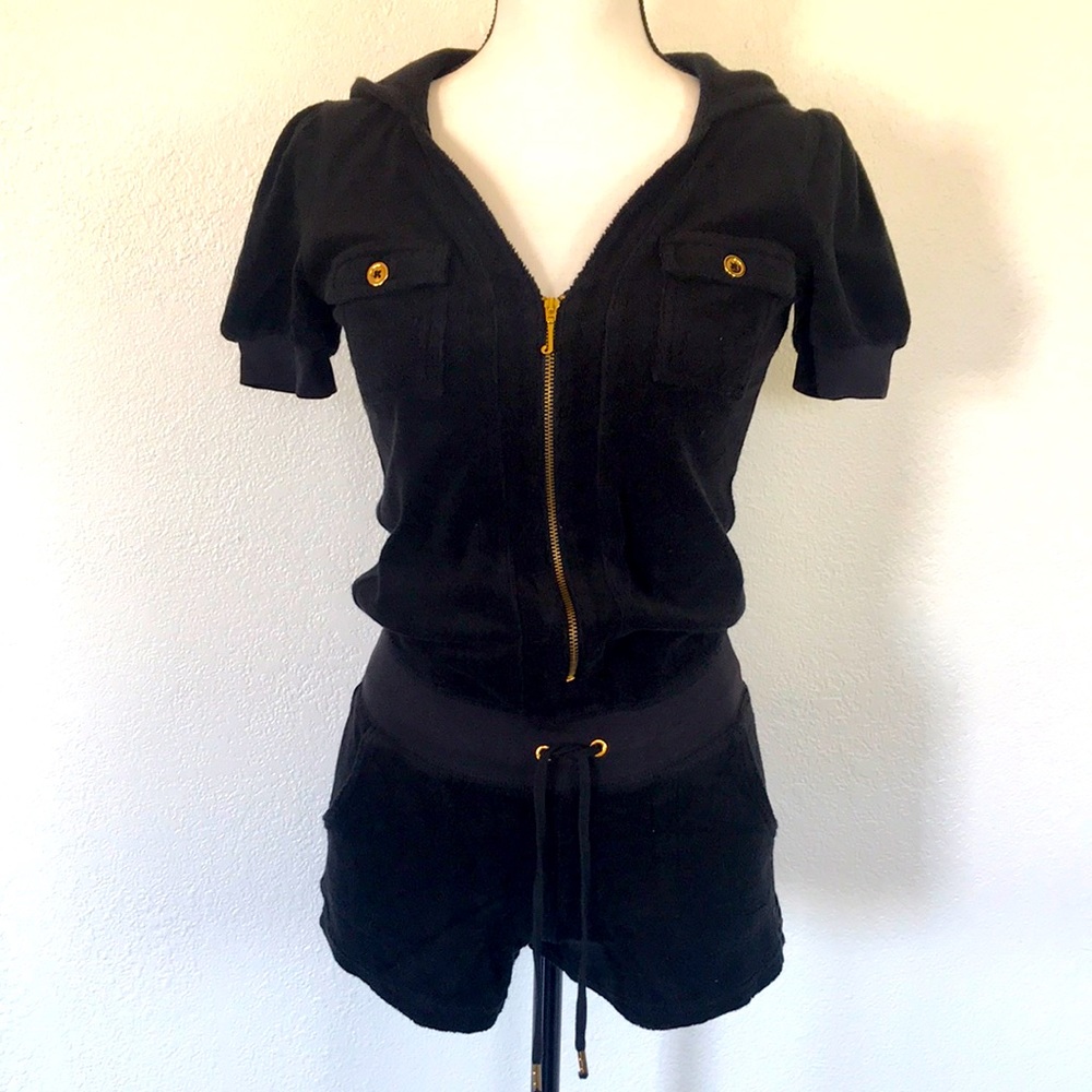 Juicy Couture Black Terry Cotton Jumper Size P